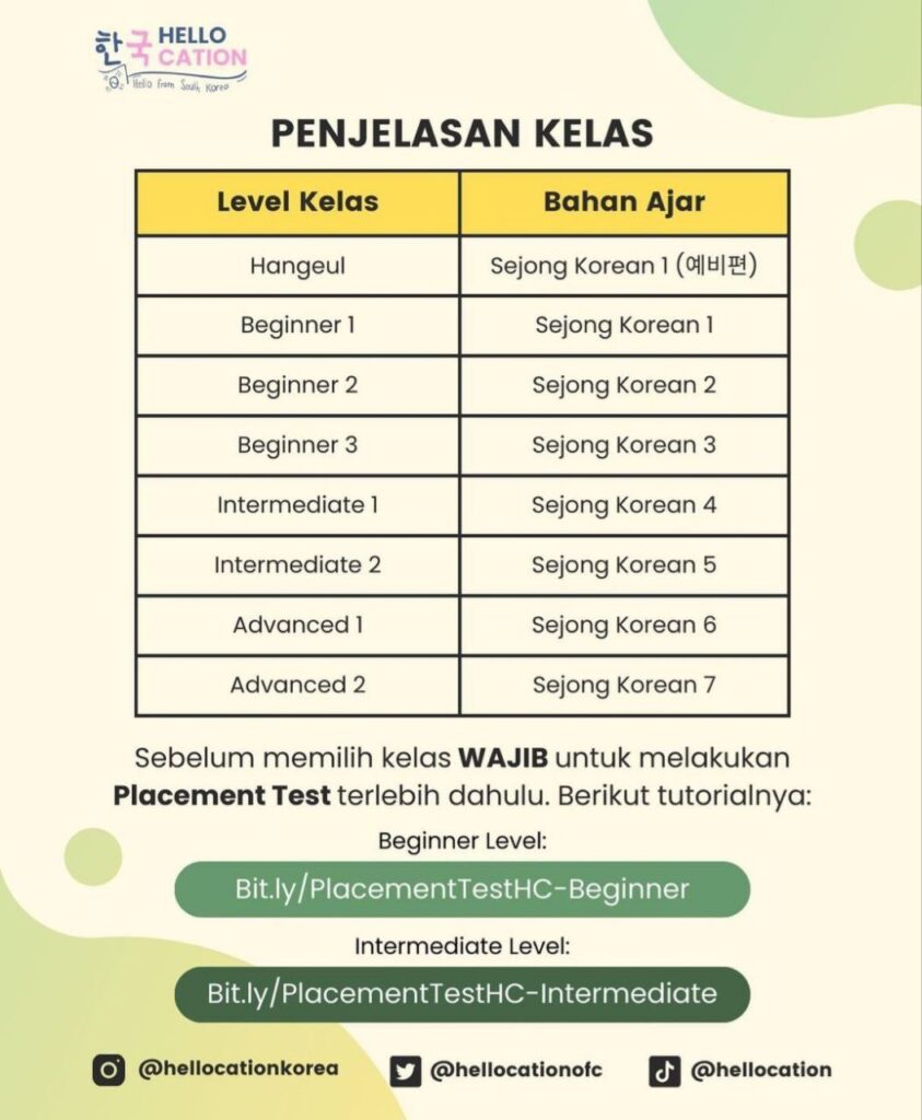 Penjelasan Kelas KLCC - Korean Language Course Camp