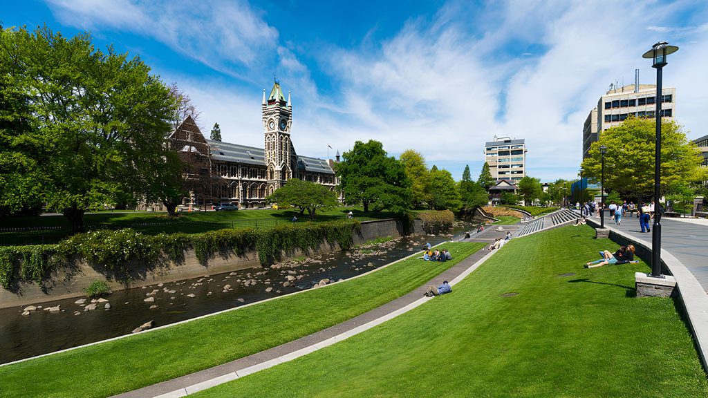 Area kampus pusat, Dunedin, yang mengutamakan pejalan kaki